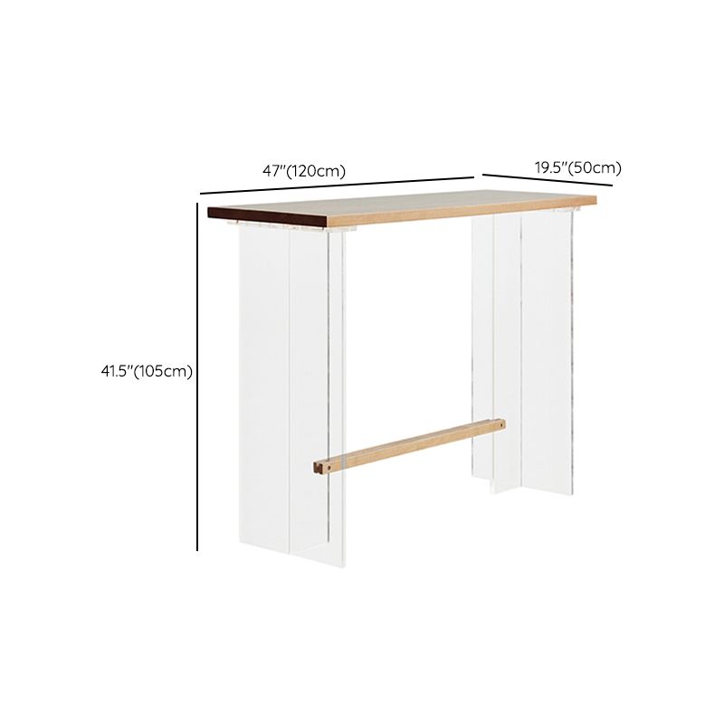 Wood and Acrylic Base Counter-height Pub Table Rectangle Pub Table Clearhalo 'Bar Furniture' 'Bar Tables' 'bar_tables' 'furn' 'furn_bar_tables' 'Furniture' 'Kitchen & Dining Furniture' 1200x1200_c8e64aac-4552-4176-b2c7-ceb7d1a0f96b