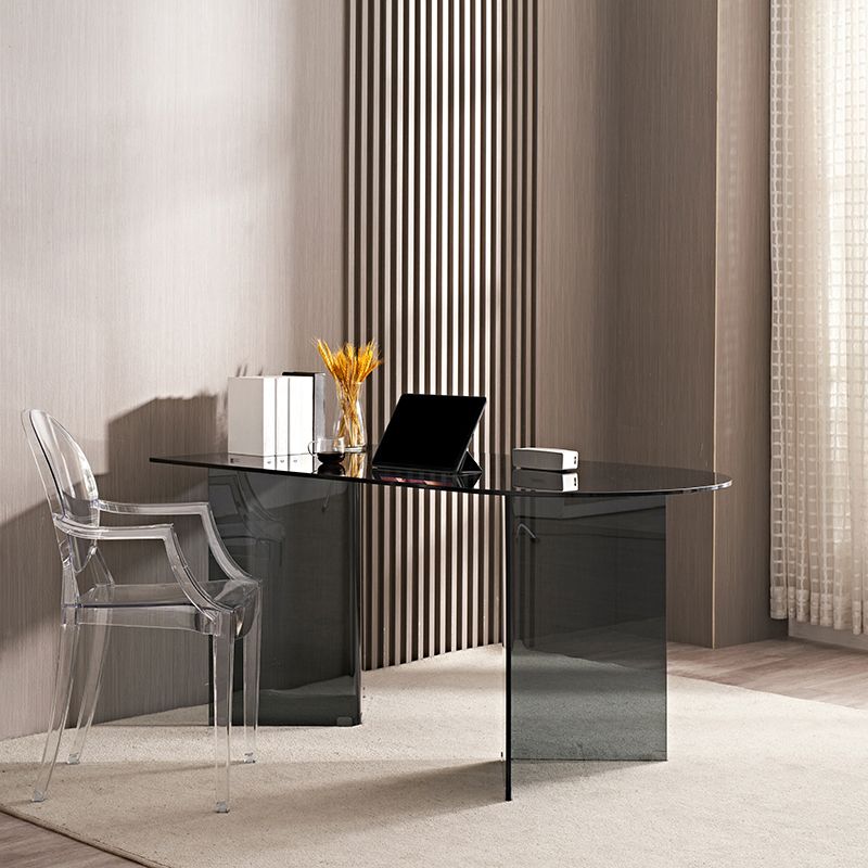 Glass Contemporary Free Form Dining Table Clear Glass Top Table for Dining Room Clearhalo ' dining_table' 'Dining Tables & Seating' 'Dining Tables' 'furn' 'furn_dining_table' 'Furniture' 'furniture_dining_table' 'Kitchen & Dining Furniture' 'kitchen&dining_furn' 'kitchen' 'kitchen_dining_table' 1200x1200_c8e74225-bfb3-4e76-a5e0-026c81bd82ec