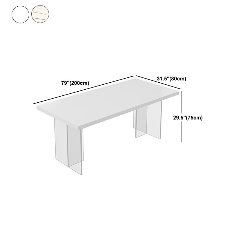 Acrylic Base Dinette Set 1/4/5 Pcs Modern Rectangle Dining Table Set in White