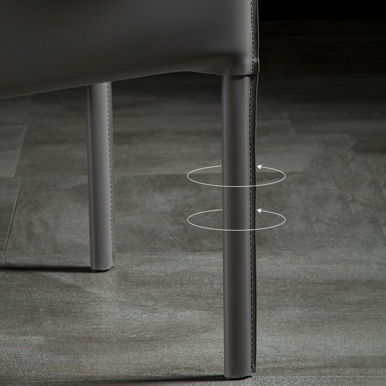 Designer stijl vaste achterstoel thuisarm matte afwerking lederen eetkamerstoel