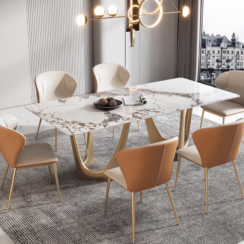 Designer Style Sintered Stone Top Dining Table Set Rectangular 1/4/5/7 Pieces Dining Set Clearhalo 'Dining Room Sets' 'Dining Tables & Seating' 'dining_room_set' 'furn' 'furn_dining_room_set' 'Furniture' 'Kitchen & Dining Furniture' 1200x1200_c8eb8c18-9929-4d99-9f54-86c38b3f4499