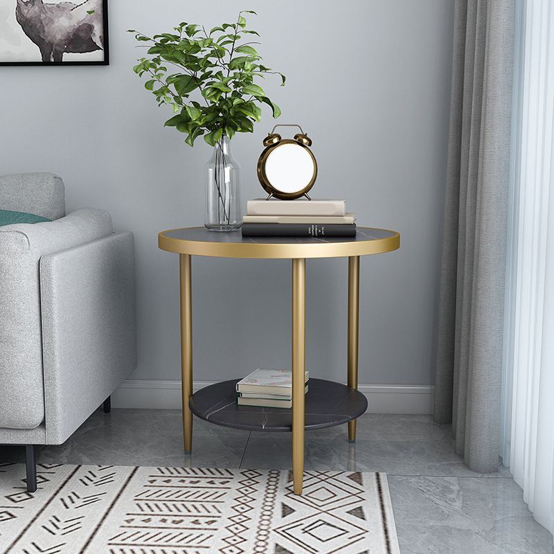 Nightand de table à accent en marbre faux contemporain 22,8 "Table table de nuit de lit avec 2 étagères