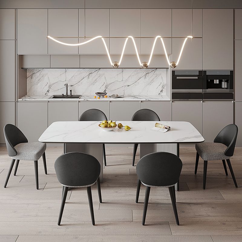 Mesa de comedor rectangular mesa de comedor de piedra con pedestal doble