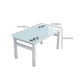 Contemporary White Rectangle Glass Top Dining Table with 4 Foot