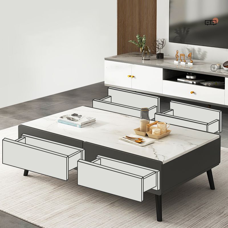 Rectangle Single Coffee Table Four Legs Coffee Table with Storage Clearhalo 'Coffee & Accent Tables' 'Coffee Tables' 'coffee_tables' 'furn' 'furn_coffee_tables' 'Furniture' 'Living Room Furniture' 1200x1200_c8eed033-986d-4f4c-931b-a95ab08a3924