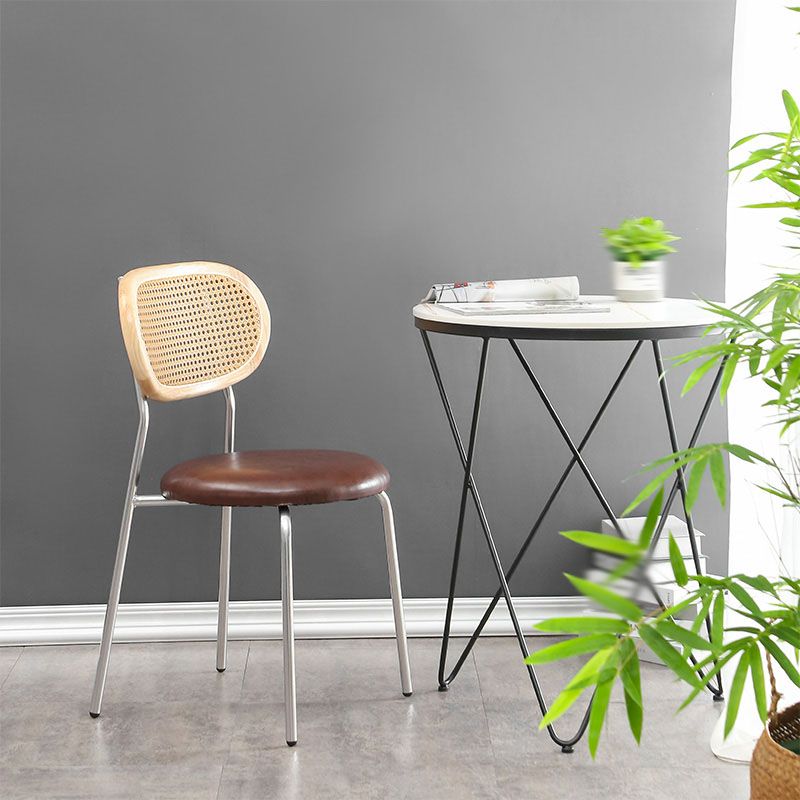 Faux Leather Armless Dining Chair Contemporary Open Back Dining Room Side Chair Clearhalo 'Dining Chairs' 'Dining Tables & Seating' 'dining_chair' 'furn' 'furn_dining_chair' 'Furniture' 'furniture_dining_chair' 'Kitchen & Dining Furniture' 1200x1200_c8eed57b-222f-432c-b97d-c0fe712c2441