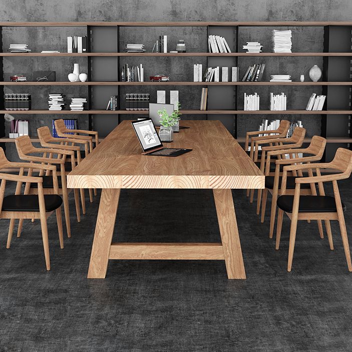 Solid Wood Office Table Contemporary Wood Color Meeting Table Clearhalo 'furn' 'furn_office_desk' 'Furniture' 'Office Desks' 'Office Furniture' 'office_desk' 1200x1200_c8f1ecd1-8f18-4f7f-b9ef-6b83f0d42f50