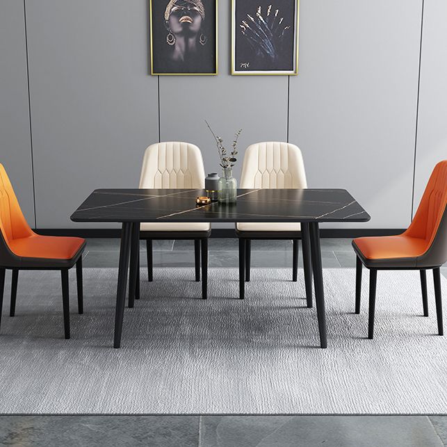 Dining Room Contemporary Sintered Stone Dining Table Rectangular Table with Metallic Base Clearhalo ' dining_table' 'Dining Tables & Seating' 'Dining Tables' 'furn' 'furn_dining_table' 'Furniture' 'furniture_dining_table' 'Kitchen & Dining Furniture' 'kitchen&dining_furn' 'kitchen' 'kitchen_dining_table' 1200x1200_c8f27d4e-5877-4210-b3bc-37af26e8d051