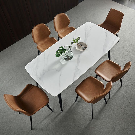 Sillas de comedor modernas de metal y cuero sintética para la cocina