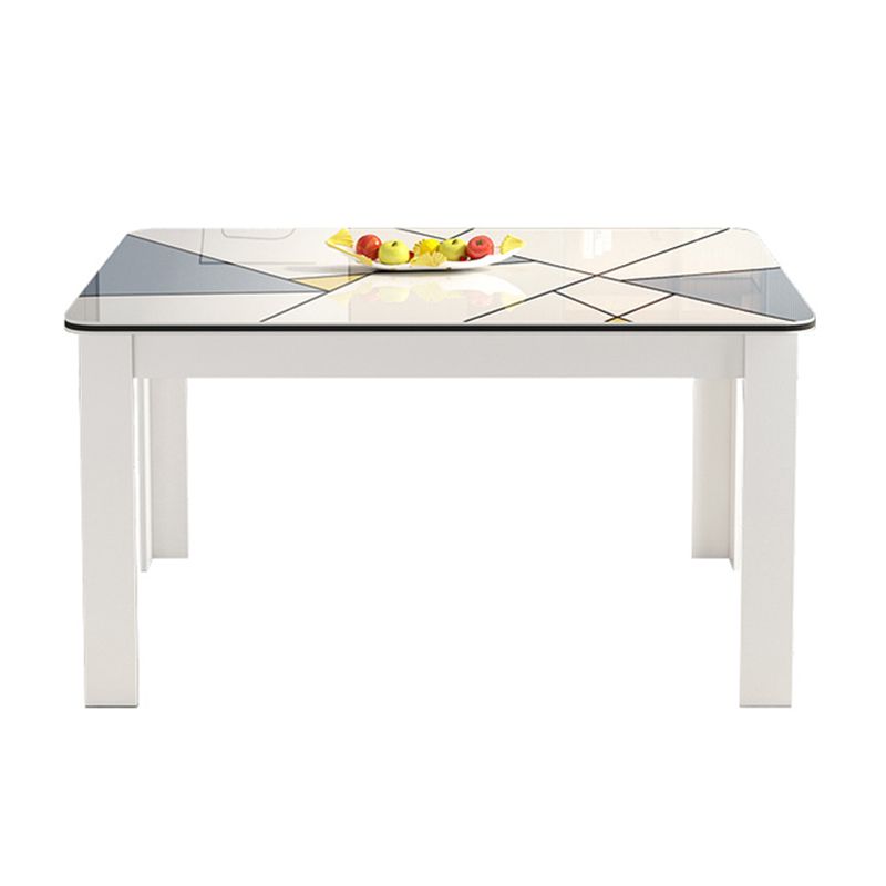Tavolo da pranzo moderno rettangolare in legno con base in metallo per sala da pranzo