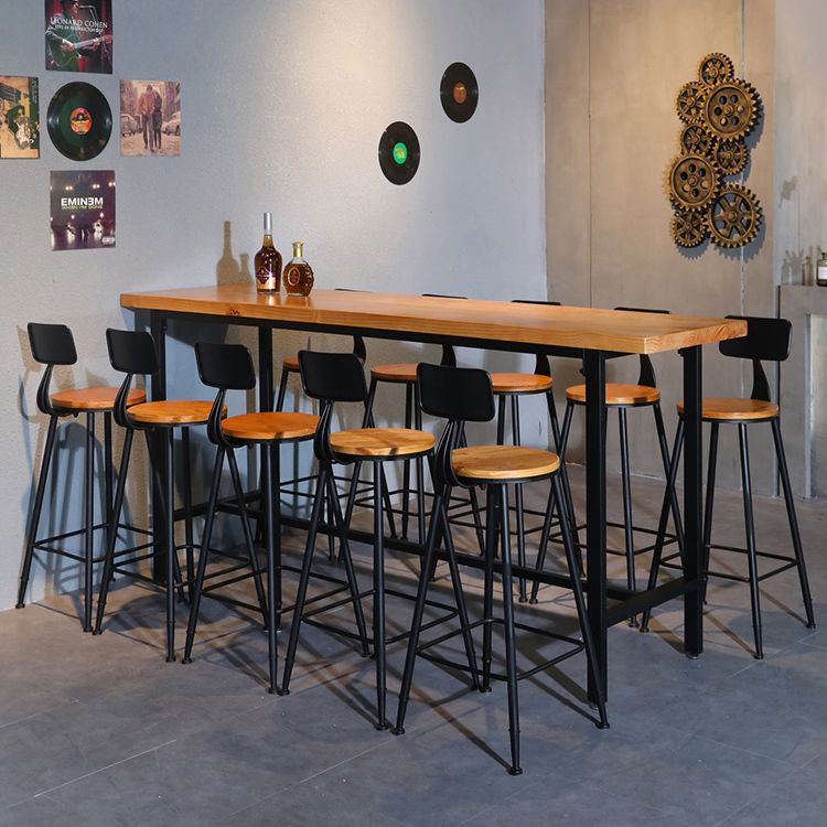 Ensemble de Table de Bar rectangulaire industriel en bois massif, 1/11 pièces, Table de comptoir avec tabourets hauts