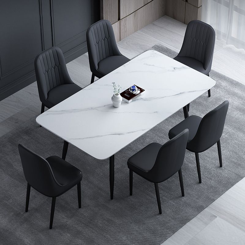 Simplicity Style Home Sintered Stone Dining Table 4 Legs Carbon Steel Base Rectangle Table Clearhalo ' dining_table' 'Dining Tables & Seating' 'Dining Tables' 'furn' 'furn_dining_table' 'Furniture' 'furniture_dining_table' 'Kitchen & Dining Furniture' 'kitchen&dining_furn' 'kitchen' 'kitchen_dining_table' 1200x1200_c8f517b7-fb1d-4a4f-b59b-162dacf5361b