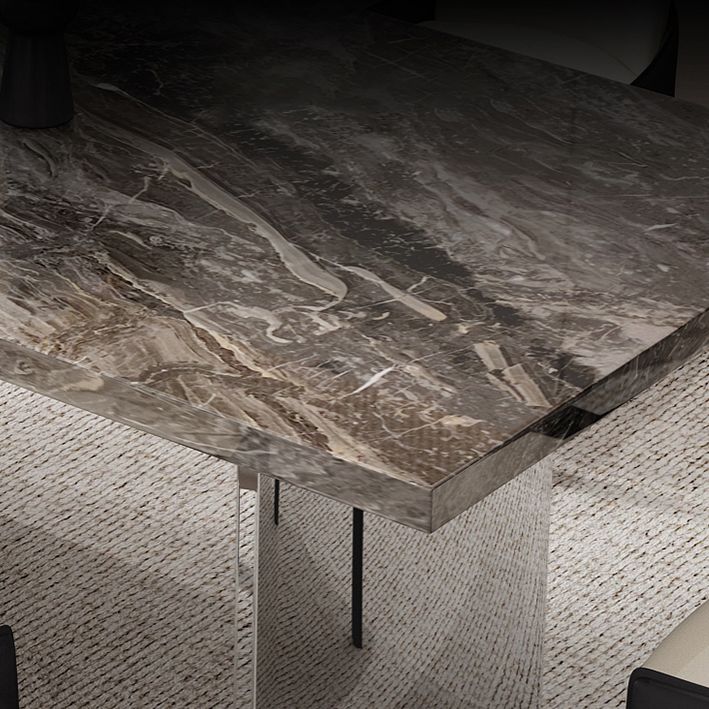 Juego de mesa de comedor marrón brillante 1/4/5/7 PCS Juego de comedor con sillas de cuero falso