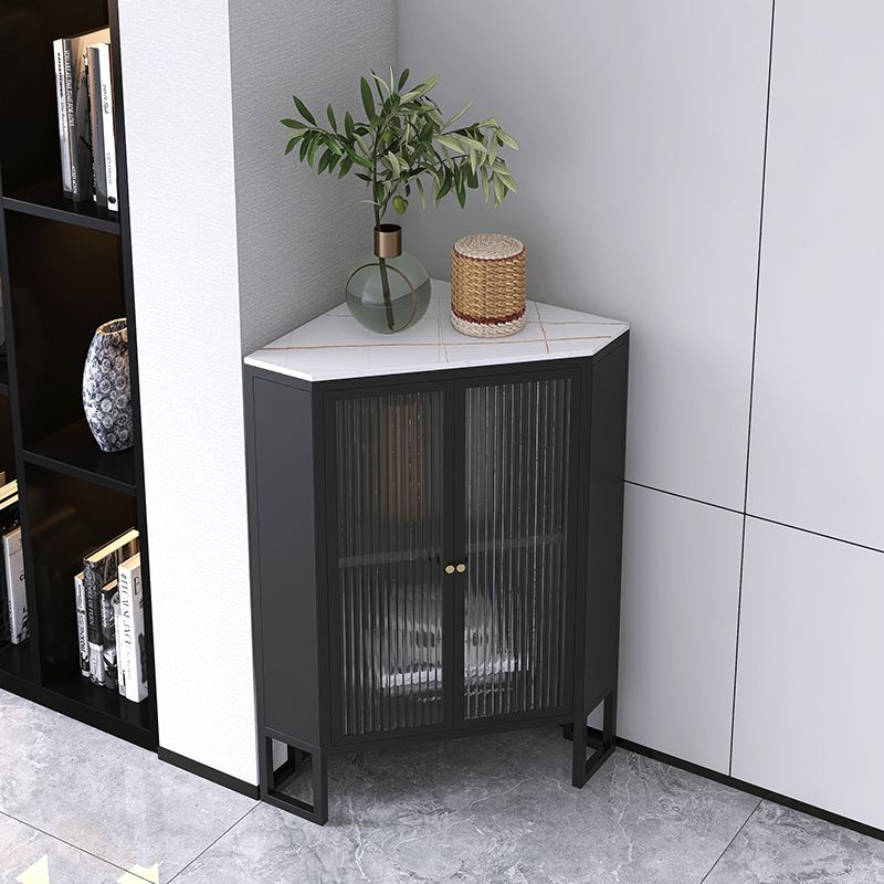 35.5 "H Modern Stone Buffet aparador 2 Puertas de vidrio Servidor de buffet de comedor