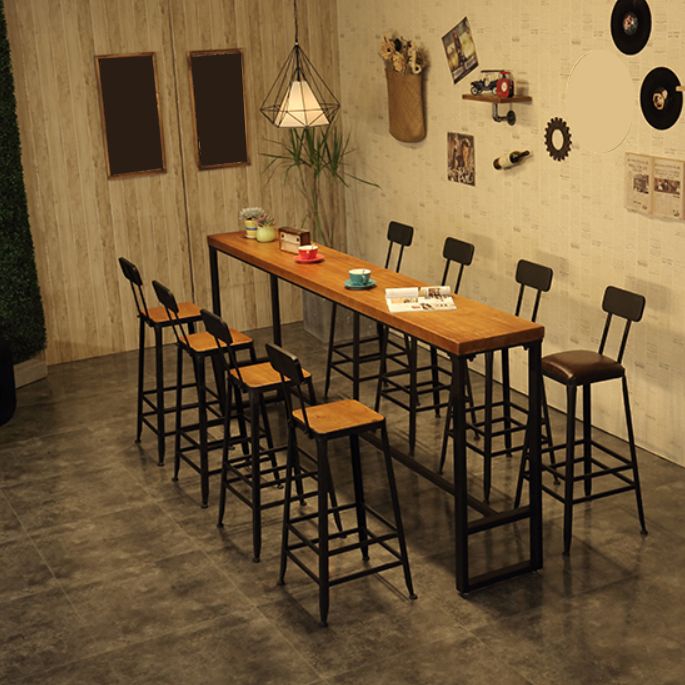 Industriële 1/5/9 stukken Balk Tafel Set rechthoekige houten aanrecht met ontlasting voor café