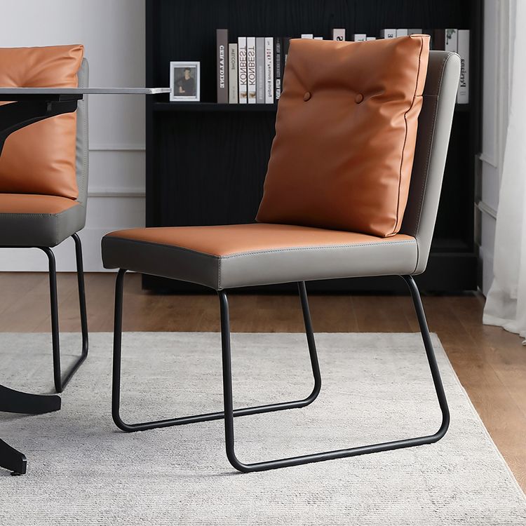 Contemporary Metal Dining Room Chairs Upholstered Dining Armless chairs for Home Use Clearhalo ' kitchen&dining_furn' 'Dining Chairs' 'Dining Tables & Seating' 'dining_chair' 'furn' 'furn_dining_chair' 'Furniture' 'furniture_dining_chair' 'Kitchen & Dining Furniture' 'kitchen' 1200x1200_c8fc6845-f5a1-4161-93b5-9113ae0fd03c