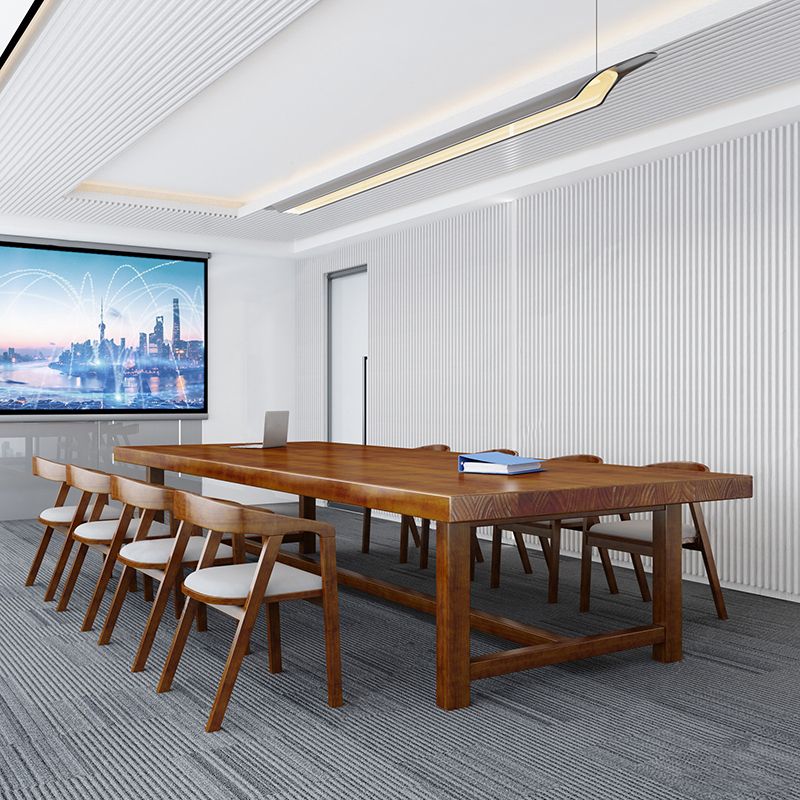 Rectangular Shaped Conference Table Wooden Task Desk in Office
