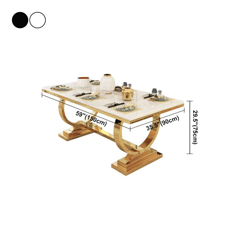 Rectangle Two-Color Dining Table Sintered Stone Table Luxury with Pedestal Clearhalo ' dining_table' 'Dining Tables & Seating' 'Dining Tables' 'furn' 'furn_dining_table' 'Furniture' 'furniture_dining_table' 'Kitchen & Dining Furniture' 'kitchen&dining_furn' 'kitchen' 'kitchen_dining_table' 1200x1200_c8fca72b-e36f-40e8-bbb7-f2e15b006596