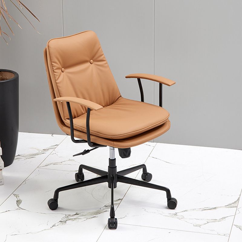 Contemporary Arm Chair Fixed Arms Adjustable Seat Height Leather Office Chair Clearhalo 'furn' 'furn_office_chair' 'Furniture' 'Office Chairs' 'Office Furniture' 'office_chair' 1200x1200_c8fcad54-6966-41da-af8e-222919e56824