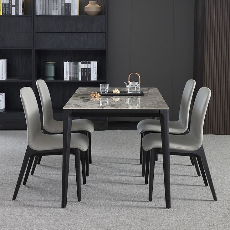Minimalist Sintered Stone Table Set with Rectangular Table and Upholstered Chairs Clearhalo 'Dining Room Sets' 'Dining Tables & Seating' 'dining_room_set' 'furn' 'furn_dining_room_set' 'Furniture' 'furniture_dining_room_set' 'Kitchen & Dining Furniture' 'kitchen&dining_furn' 'kitchen' 1200x1200_c8fcea98-1b29-4993-b029-02df33ac9b80