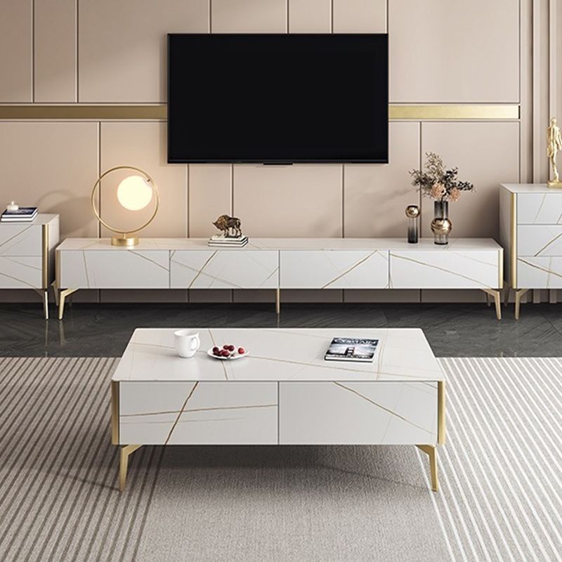 Glam Stone TV Stand White TV Media Stand with Drawers for Living Room Clearhalo 'furn' 'furn_tv_stands_entertainment_centers' 'Furniture' 'Living Room Furniture' 'TV Stands & Entertainment Centers' 'TV Stands & Media Storage Furniture' 'tv_stands_entertainment_centers' 1200x1200_c8fe5937-3945-4ad9-a04f-a1a17992b662
