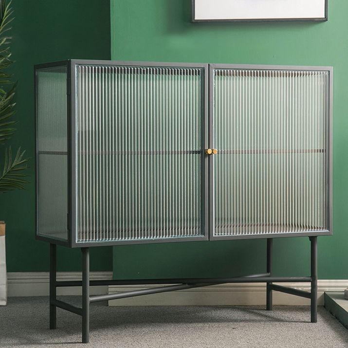 Sala de estar Minimalismo Servidor de buffet Glass 2 puertas Servidor de comedor de marco de metal