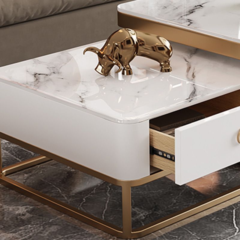 Frame Slate Coffee Table Glam Nesting Coffee Table Set with Drawer Clearhalo 'Coffee & Accent Tables' 'Coffee Tables' 'coffee_tables' 'furn' 'furn_coffee_tables' 'Furniture' 'Living Room Furniture' 1200x1200_c904ef9c-8e9d-4e06-9beb-1b7a9f555217