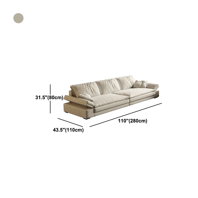 Faux Leather Loose Back Sofa White 31.5" H Pillow Top Arm Sofa& Chaise Clearhalo 'furn' 'furn_sectionals' 'Furniture' 'furniture_sectionals' 'Living Room Furniture' 'Sectionals' 1200x1200_c906d56e-63e2-49cf-8360-e57e0561d698