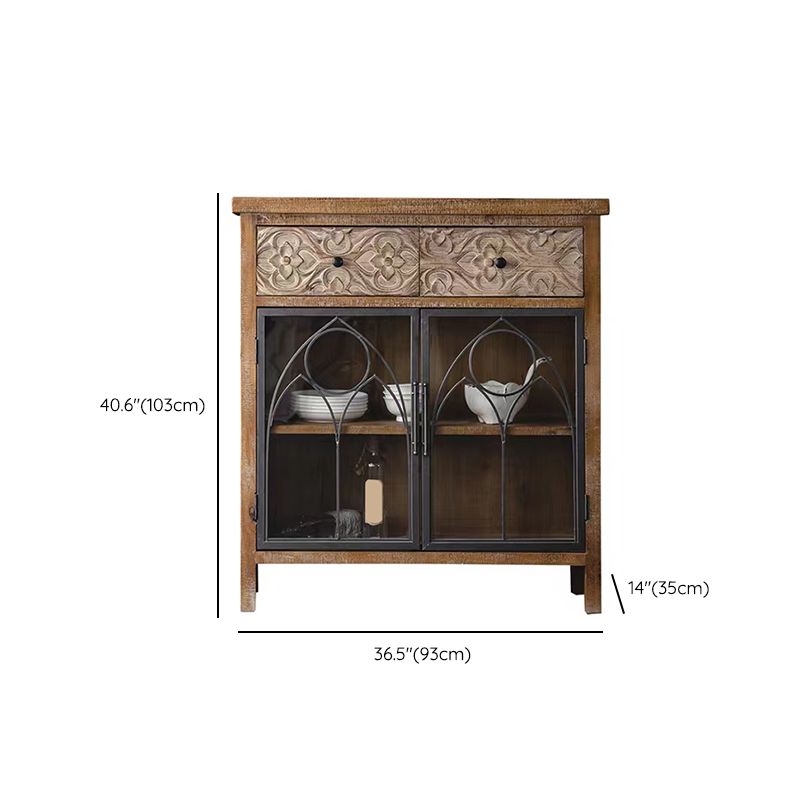 Traditional Display Stand Solid Wood Hutch Cabinet with Doors for Dining Room Clearhalo 'Display & China Cabinets' 'display_china_cabinets' 'furn' 'furn_display_china_cabinets' 'Furniture' 'Kitchen & Dining Furniture' 1200x1200_c90a6d1e-2a8f-4624-8f21-5f18319aa291