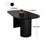 Oval Double Pedestal Modern Dining Table Fixed Table with Solid Wood Clearhalo 'Dining Tables & Seating' 'Dining Tables' 'dining_table' 'furn' 'furn_dining_table' 'Furniture' 'furniture_dining_table' 'Kitchen & Dining Furniture' 'kitchen' 'kitchen_dining_table' 1200x1200_c90b5178-750a-4dd1-9909-3998e41453d9