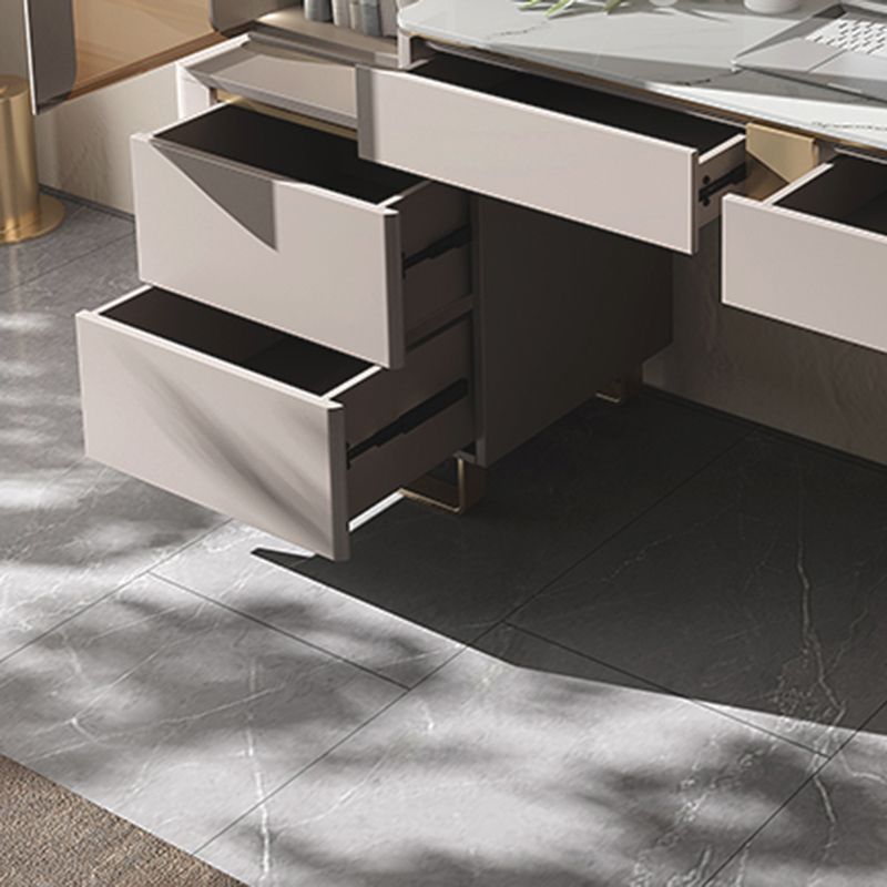 Table de bureau moderne de forme rectangulaire Bureau d'écriture en pierre en gris