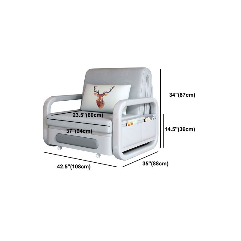 Divano a braccio quadrato moderno alla schiena stretta in grigio per soggiorno