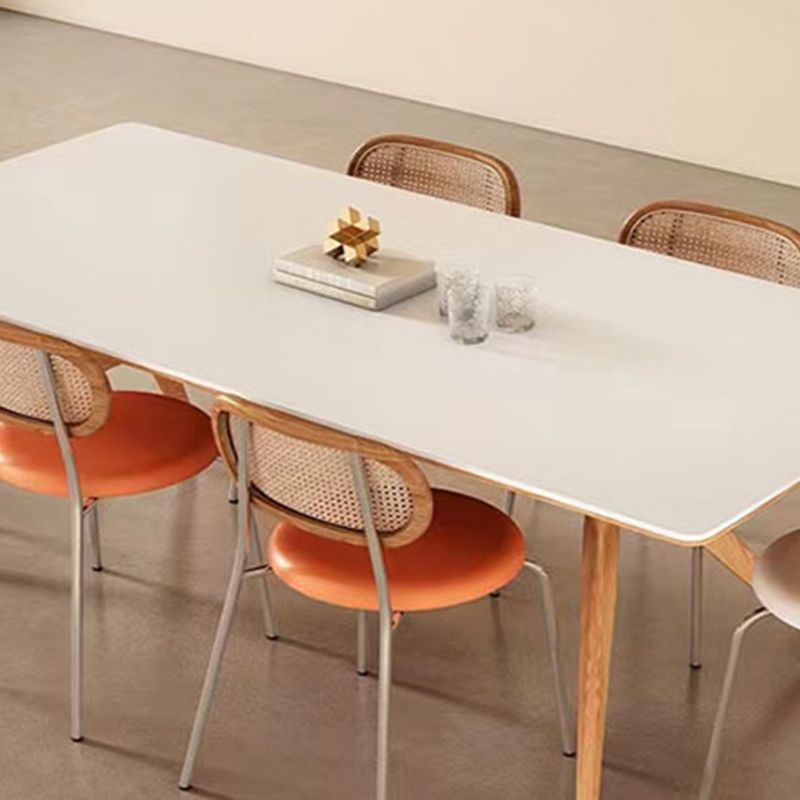 Industrial Dinner Table Rectangle Stone Dining Site Table in White Clearhalo 'Dining Tables & Seating' 'Dining Tables' 'dining_table' 'furn' 'furn_dining_table' 'Furniture' 'Kitchen & Dining Furniture' 1200x1200_c910aa20-fd1e-495b-9ed0-34ae4a98567f