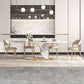 Glam Rectangle Table Sintered Stone Table with Metal Legs for Home