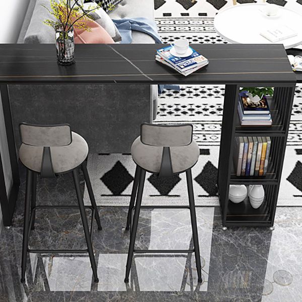 Glam Marble Counter Table with Rectangle Table Top Double Pedestal Table - 42" H Clearhalo 'Bar Furniture' 'Bar Tables' 'bar_tables' 'furn' 'furn_bar_tables' 'Furniture' 'furniture_bar_tables' 'Kitchen & Dining Furniture' 1200x1200_c91264e1-d319-47f2-a4e3-e38f9b4cdd16