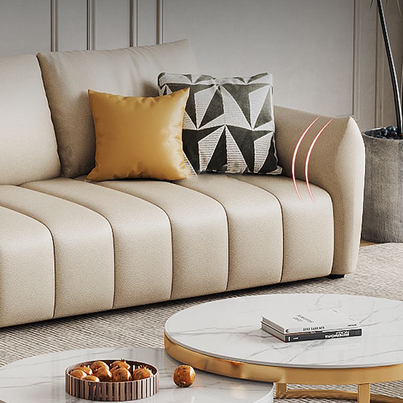 Canapé en coupe en cuir en faux cuir 32.28 "canapé crème haut avec coussins arrière