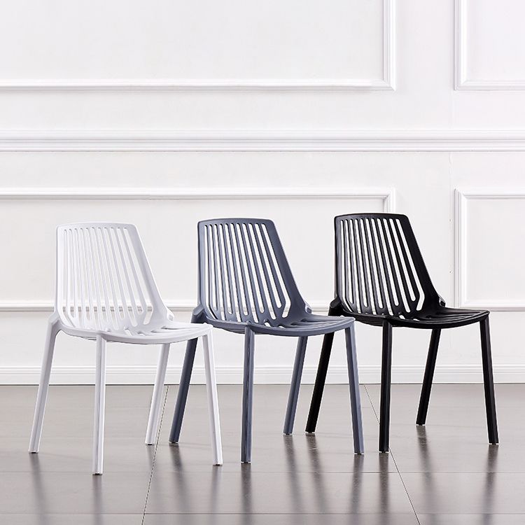 Modern Plastic Chair Slat Back Side Chair in Matte Finish for Home