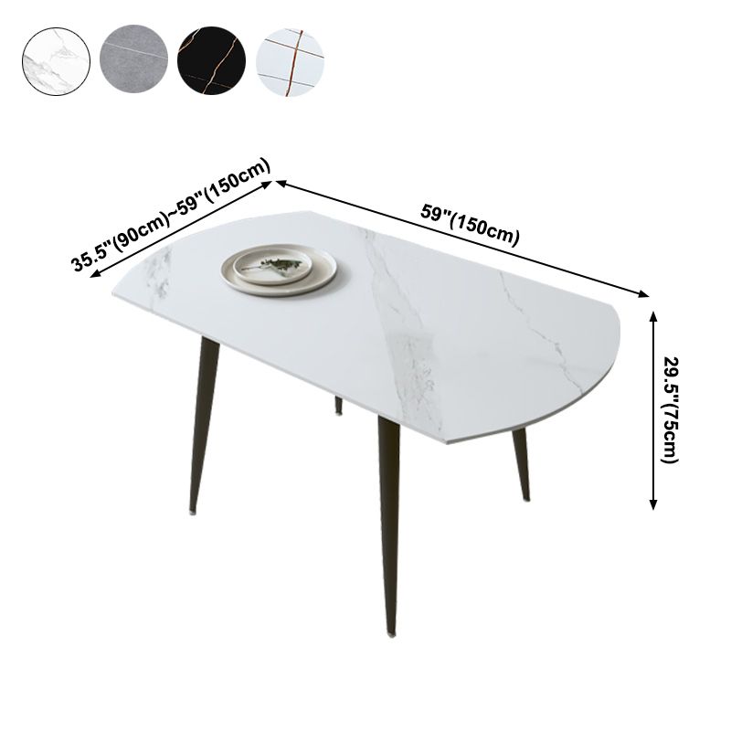 Modern Sintered Stone Dinner Table Round Table with Black Frame for Kitchen Clearhalo ' dining_table' 'Dining Tables & Seating' 'Dining Tables' 'furn' 'furn_dining_table' 'Furniture' 'furniture_dining_table' 'Kitchen & Dining Furniture' 'kitchen&dining_furn' 'kitchen' 'kitchen_dining_table' 1200x1200_c919b1ed-1a97-4734-beab-97a53ea7448f