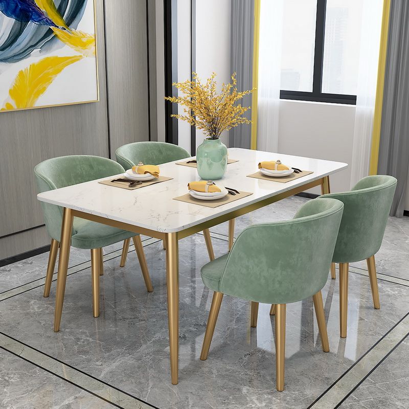 Table de fer et de pierre Glam Style Home Rectangular Table à manger