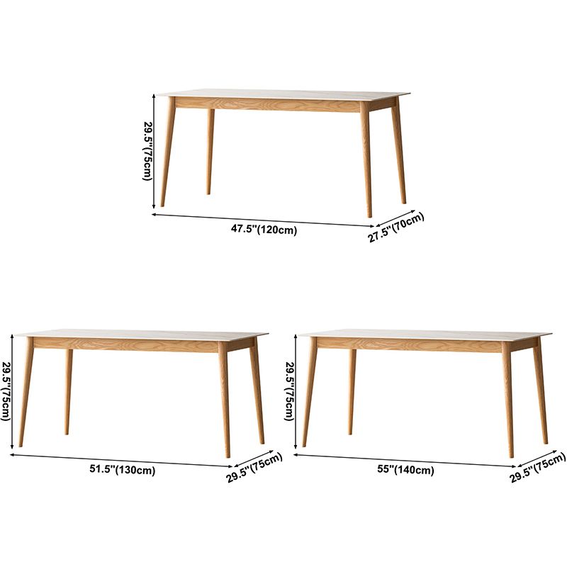 Modern Style Sintered Stone Dining Table White Rectangle Table with Wood Base Clearhalo ' dining_table' 'Dining Tables & Seating' 'Dining Tables' 'furn' 'furn_dining_table' 'Furniture' 'furniture_dining_table' 'Kitchen & Dining Furniture' 'kitchen&dining_furn' 'kitchen' 'kitchen_dining_table' 1200x1200_c91b1741-74c4-4d85-b7f4-ab06e3143b1c