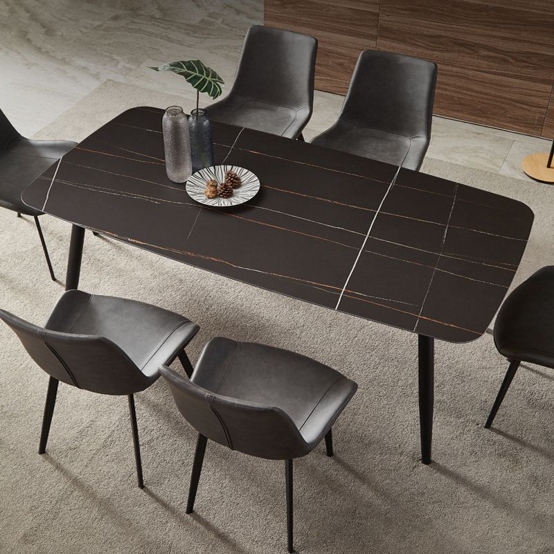 Modern Sintered Stone Top Dining Set Rectangle 1/2/5/7 Pieces Black Dining Room Table Set Clearhalo 'Dining Room Sets' 'Dining Tables & Seating' 'dining_room_set' 'furn' 'furn_dining_room_set' 'Furniture' 'Kitchen & Dining Furniture' 1200x1200_c91b224b-5cba-4898-92c1-b3a9f88c0b2f