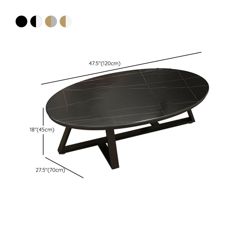 Glam ovale leistenen salontafel, 47 cm hoge cocktailtafel met ijzeren kruispoten