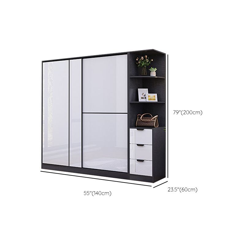 Armoire de garde-robe gris blanc placard de garde-robe moderne avec étagères