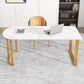Glam Stone Office Desk 29.53 "Tall Peninsula Writing Desk met ijzeren benen