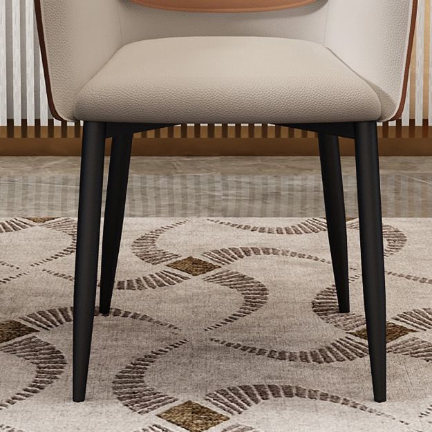 Scandinavian Home Arm Chair Metal Solid Back Upholstered Dining Room Chair Clearhalo ' kitchen&dining_furn' 'Dining Chairs' 'Dining Tables & Seating' 'dining_chair' 'furn' 'furn_dining_chair' 'Furniture' 'furniture_dining_chair' 'Kitchen & Dining Furniture' 'kitchen' 1200x1200_c9241dab-4201-420c-b41f-80b6ff34fc30