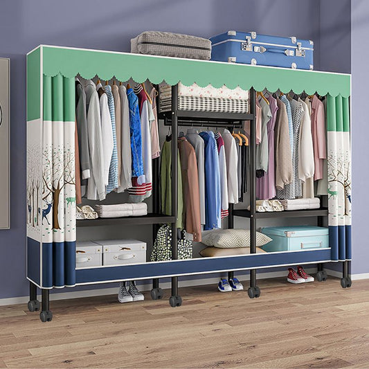 Eigentijdse stijl garderobe armoire metalen frame armoire met kledingstaaf voor thuis
