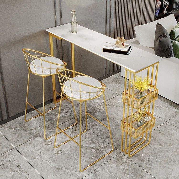 Glam Style 1/3 Pieces Bar Table Set Rectangle Stone Counter Table with Stools for Cafe Clearhalo 'Bar Furniture' 'furn' 'furn_home_bar_bar_sets' 'Furniture' 'Home Bars & Bar Sets' 'home_bar_bar_sets' 'Kitchen & Dining Furniture' 1200x1200_c92526e6-75c3-4bd3-b29d-8cdc2a49fe43