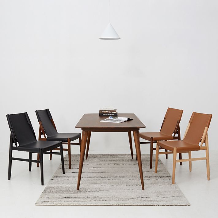 Contemporary Style Leather Dining Chair Solid Back Armless Chairs for Home Clearhalo ' kitchen&dining_furn' 'Dining Chairs' 'Dining Tables & Seating' 'dining_chair' 'furn' 'furn_dining_chair' 'Furniture' 'furniture_dining_chair' 'Kitchen & Dining Furniture' 'kitchen' 1200x1200_c92614bd-0d13-41f3-892c-a711aca0c792