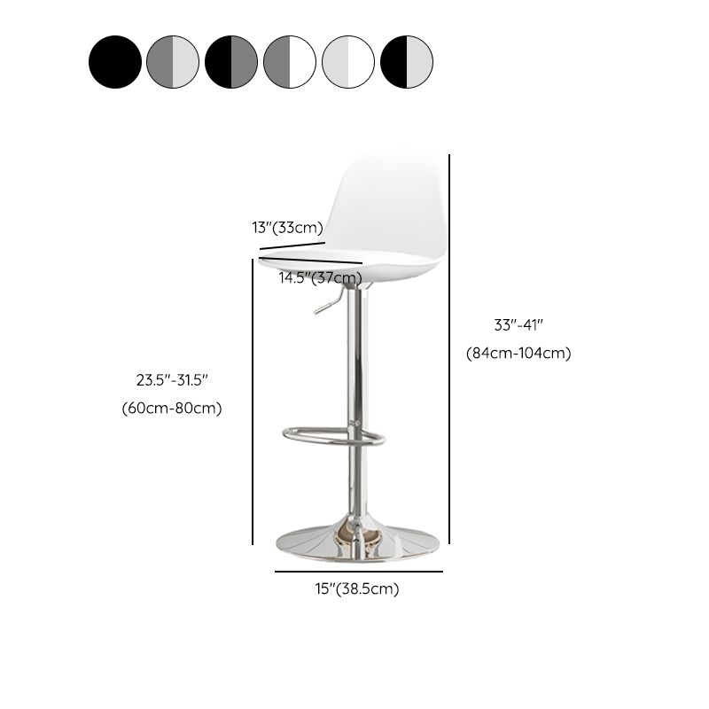 Modern Bucket Adjustable Height Swivel Bar Stool with Metal Base