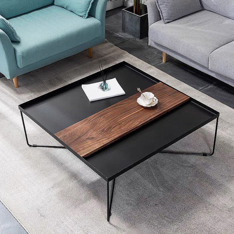 Modern Style Cross Table Base Wrought Iron Black Square & Rectangular Coffee Table Clearhalo 'Coffee & Accent Tables' 'Coffee Tables' 'coffee_tables' 'furn' 'furn_coffee_tables' 'Furniture' 'furniture_coffee_tables' 'Living Room Furniture' 1200x1200_c92c2a86-0066-483b-b08e-595086ca02ce